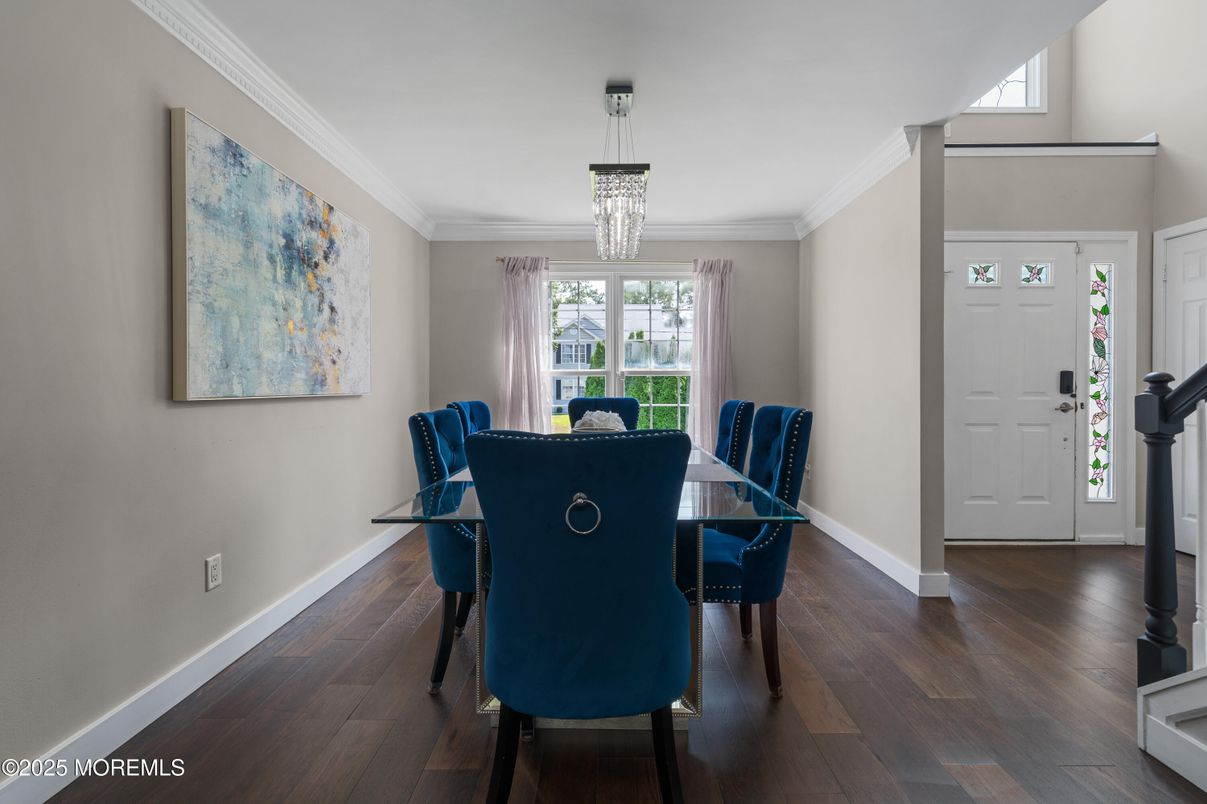 Chandelier, Dining room, Interior, Wood Texture Flooring