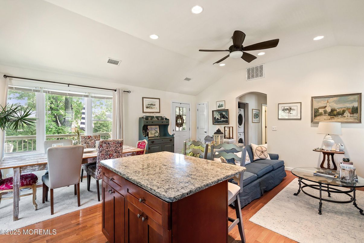 Dining room, Interior, Recessed Lighting, Wood Texture Flooring