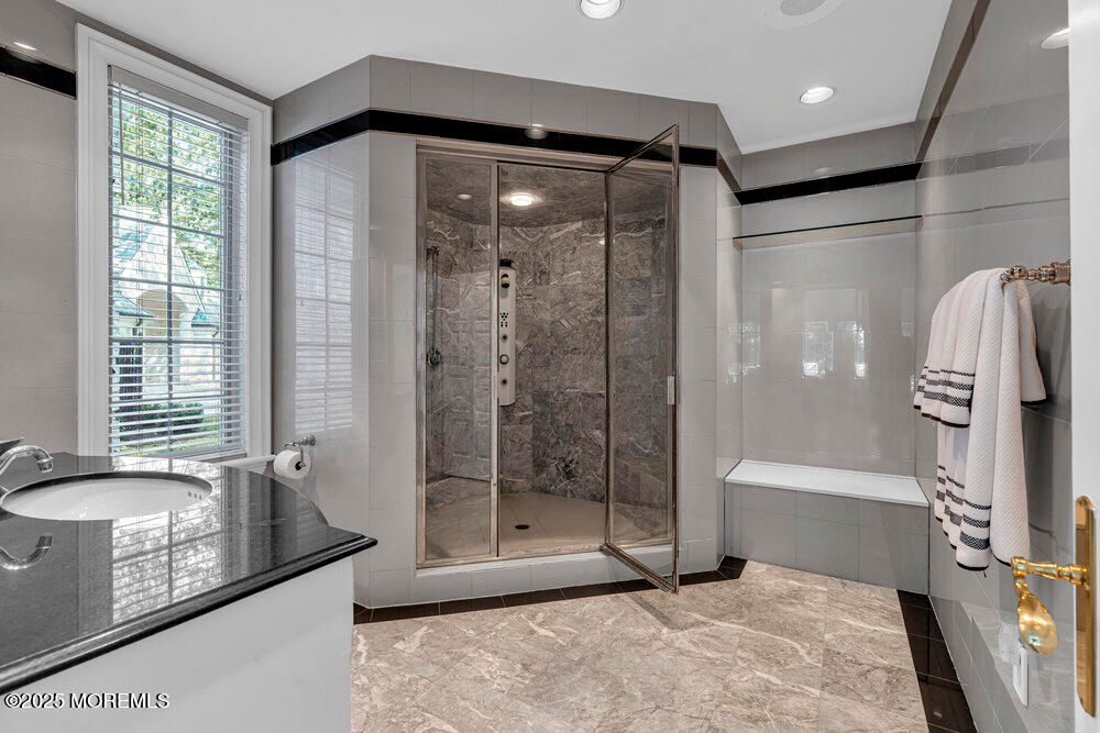 Bathroom, Glass Shower, Interior, Recessed Lighting