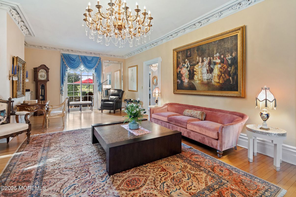 Chandelier, Interior, Living room, Wood Texture Flooring