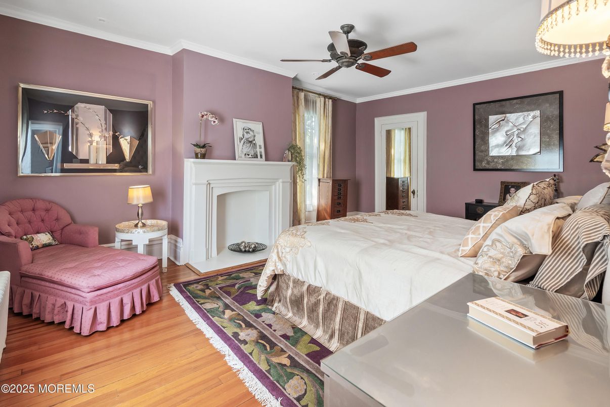 Bedroom, Fireplace, Interior, Wood Texture Flooring