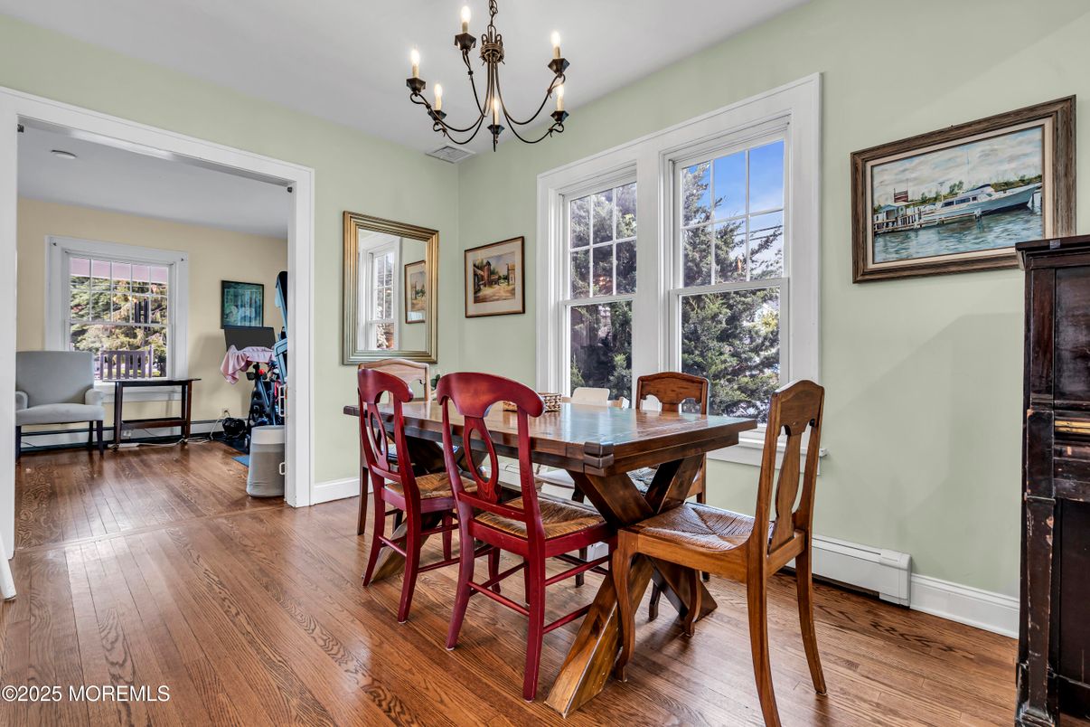Chandelier, Dining room, Interior, Wood Texture Flooring