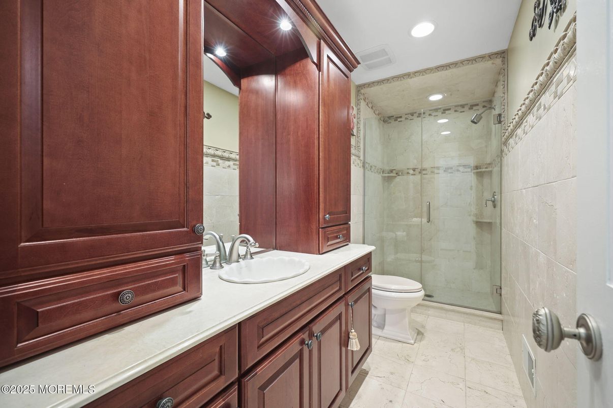 Bathroom, Glass Shower, Interior, Recessed Lighting