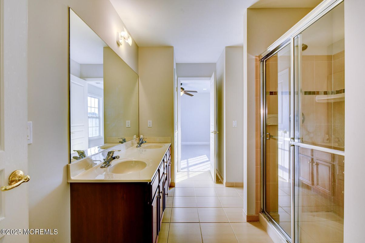 Bathroom, Dual Sink Vanities, Glass Shower, Interior