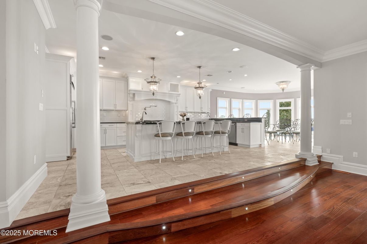 Interior, Kitchen, Pendant Lights, Recessed Lighting, Wood Texture Flooring