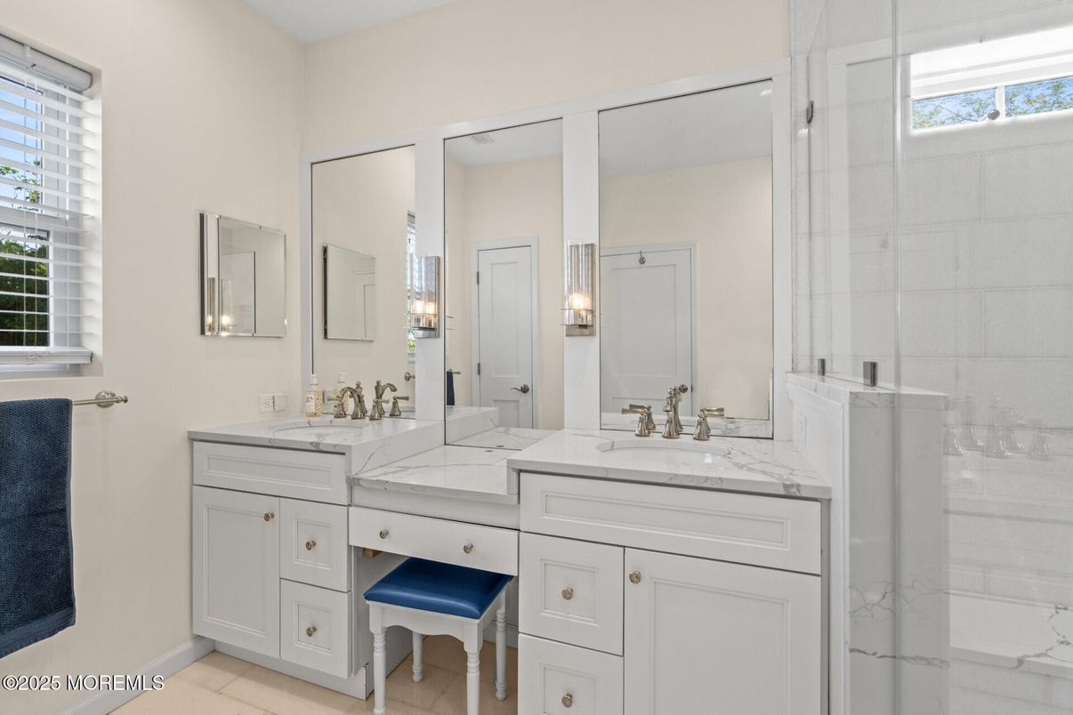 Bathroom, Dual Sink Vanities, Glass Shower, Interior