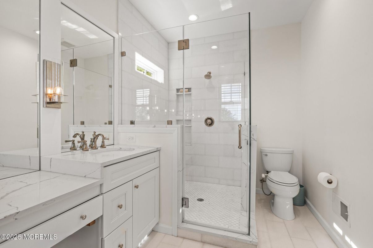Bathroom, Glass Shower, Interior, Recessed Lighting