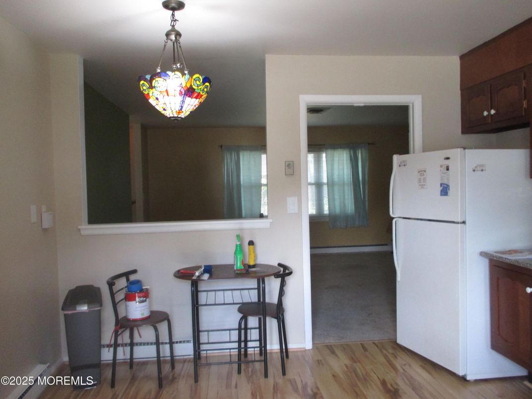 Interior, Kitchen, Pendant Lights, Wood Texture Flooring