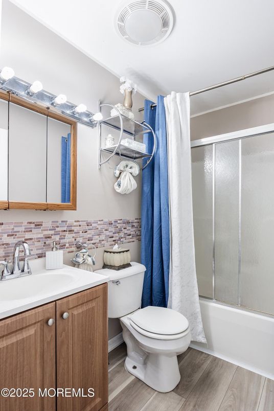 Bathroom, Glass Shower, Interior, Wood Texture Flooring