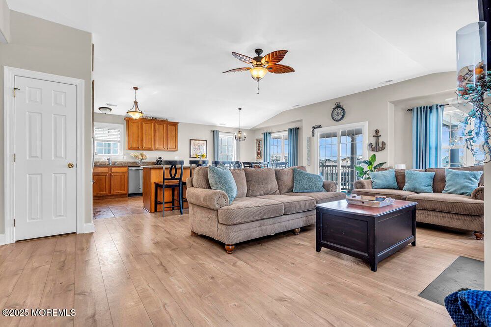Dining room, Interior, Kitchen, Living room, Pendant Lights, Wood Texture Flooring