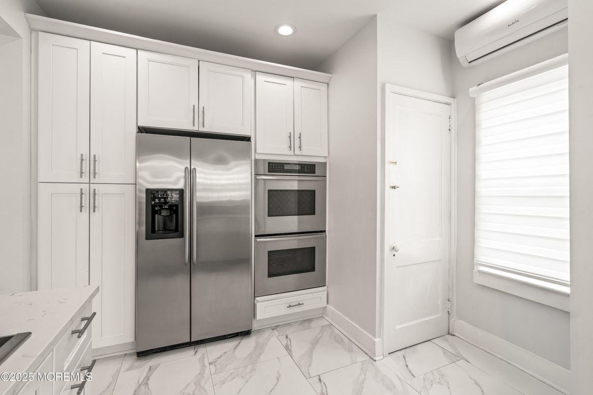 Interior, Kitchen, Marble, Recessed Lighting, Stainless Steel Appliances