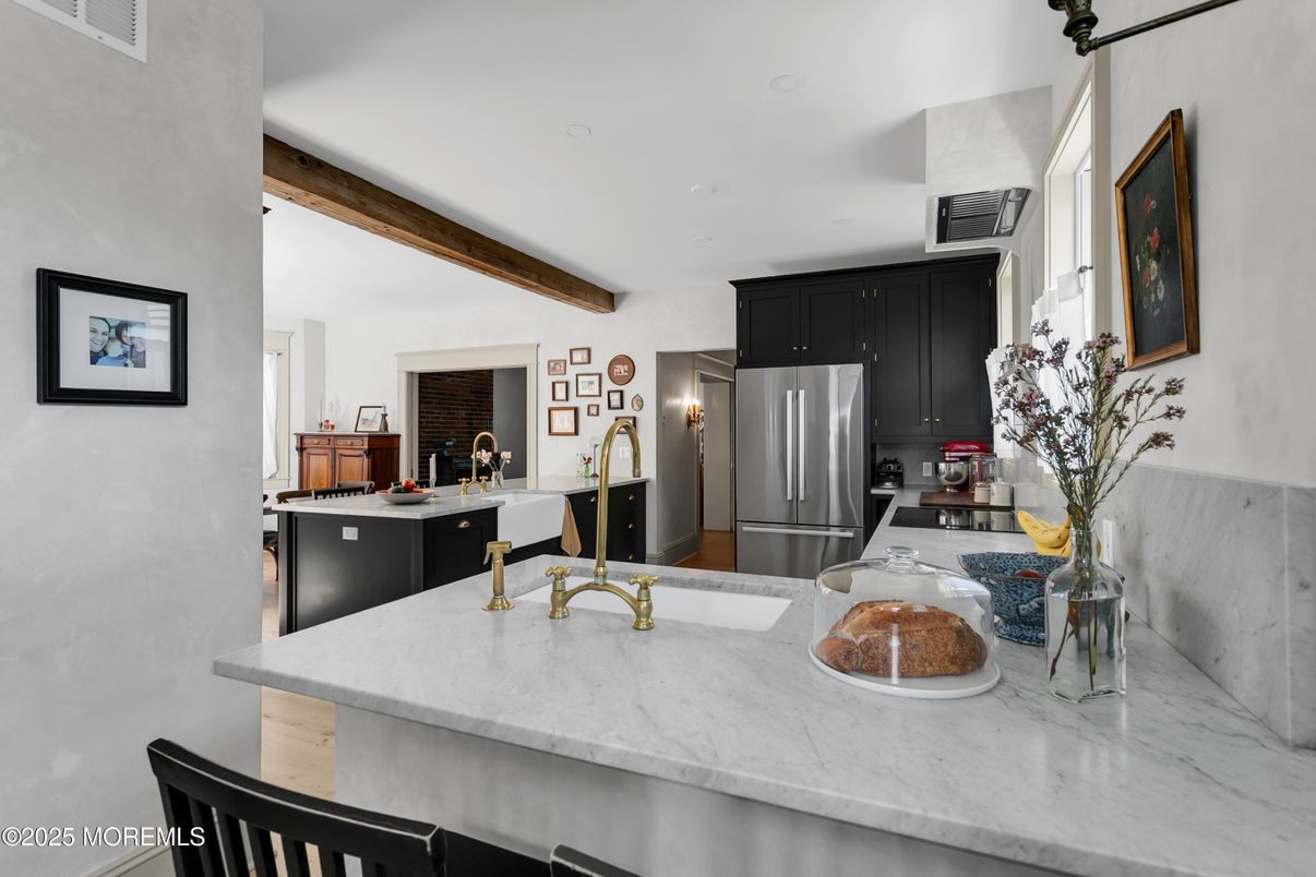 Interior, Kitchen, Recessed Lighting, Stainless Steel Appliances, Wooden Beams