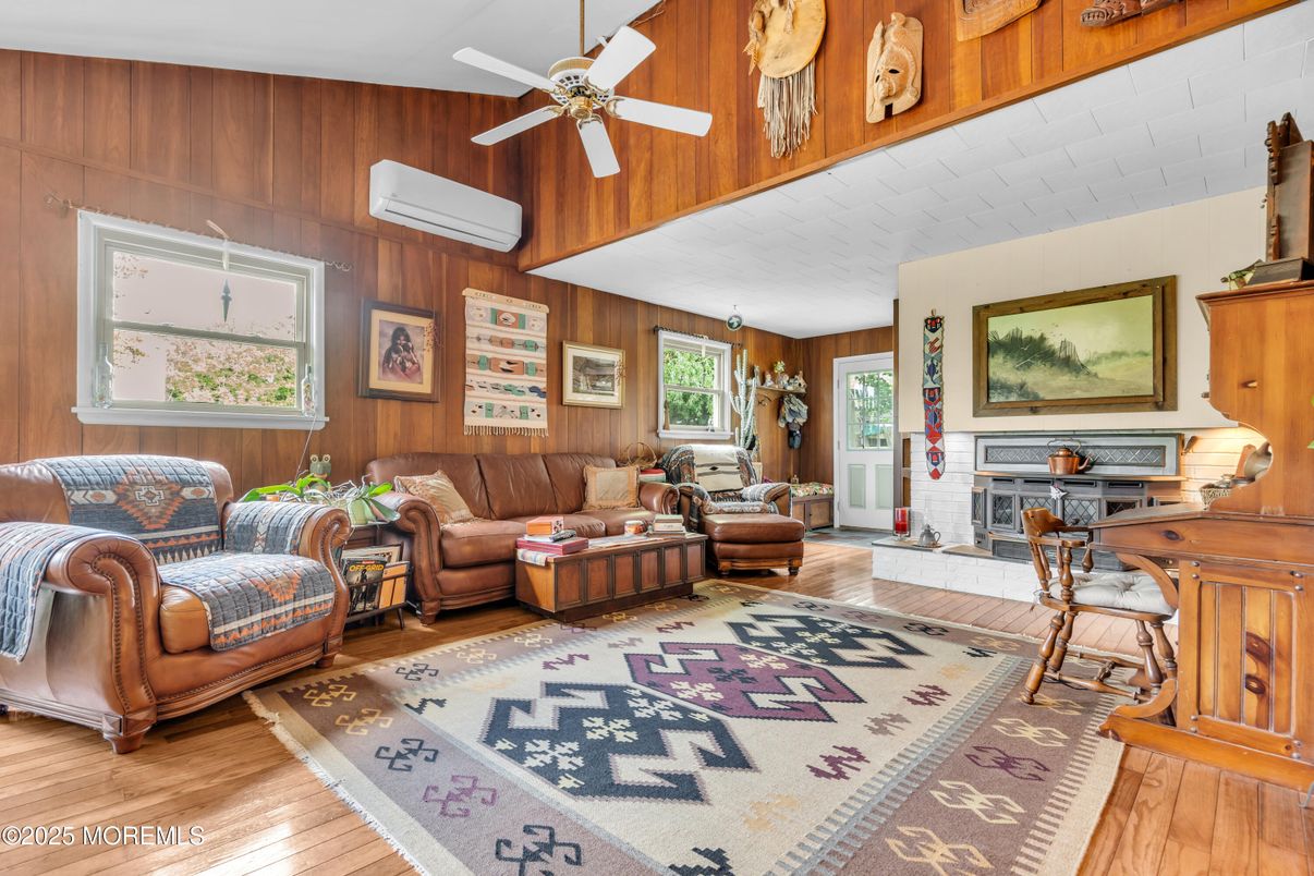 Fireplace, Interior, Living room, Wood Texture Flooring, Wooden Walls