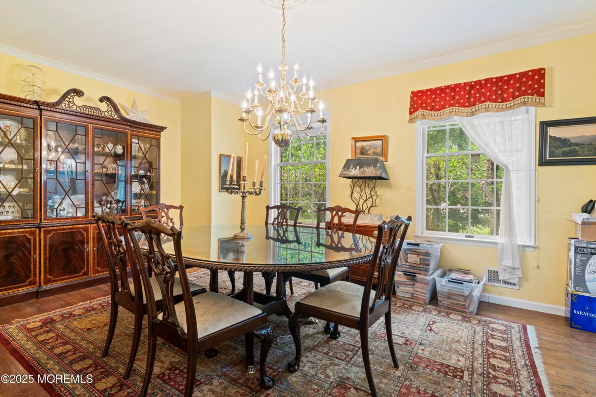Chandelier, Dining room, Interior, Wood Texture Flooring