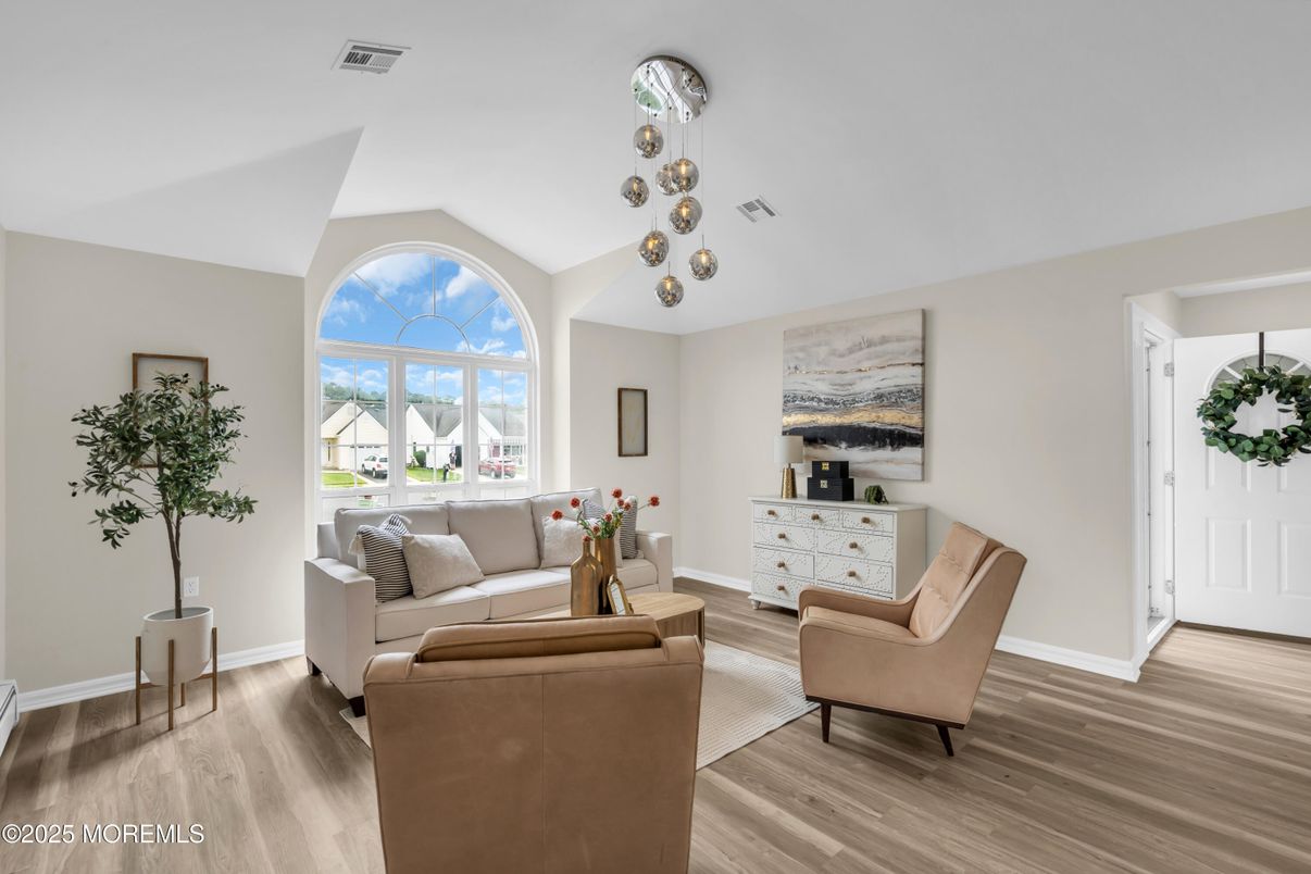 Interior, Living room, Pendant Lights, Wood Texture Flooring