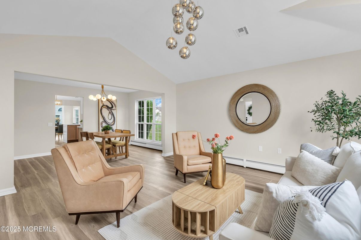 Chandelier, Dining room, Interior, Living room, Pendant Lights, Wood Texture Flooring