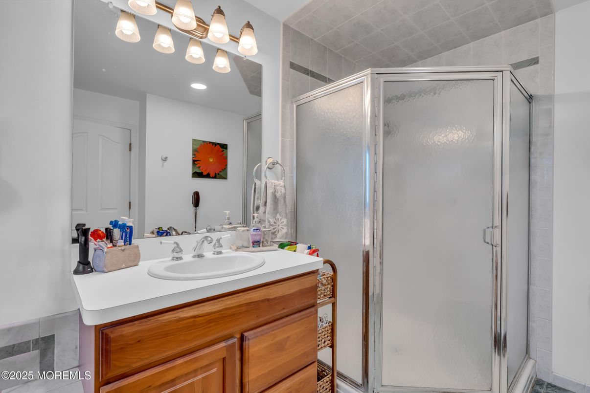 Bathroom, Glass Shower, Interior, Recessed Lighting