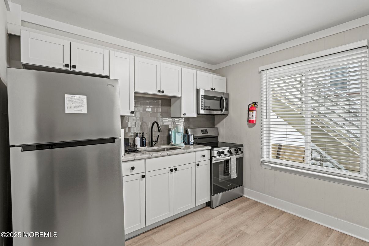 Interior, Kitchen, Stainless Steel Appliances, Wood Texture Flooring