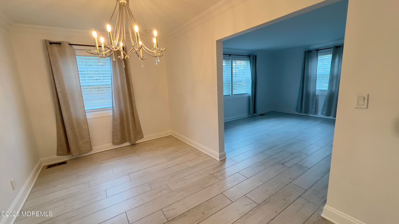Chandelier, Empty room, Interior, Wood Texture Flooring