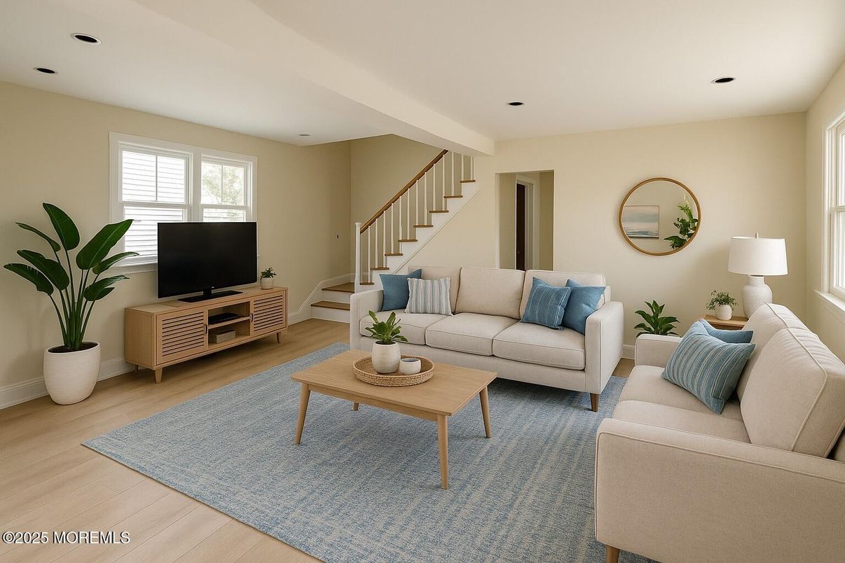 Interior, Living room, Recessed Lighting, Wood Texture Flooring