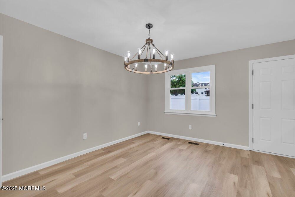 Chandelier, Empty room, Interior, Pendant Lights, Wood Texture Flooring