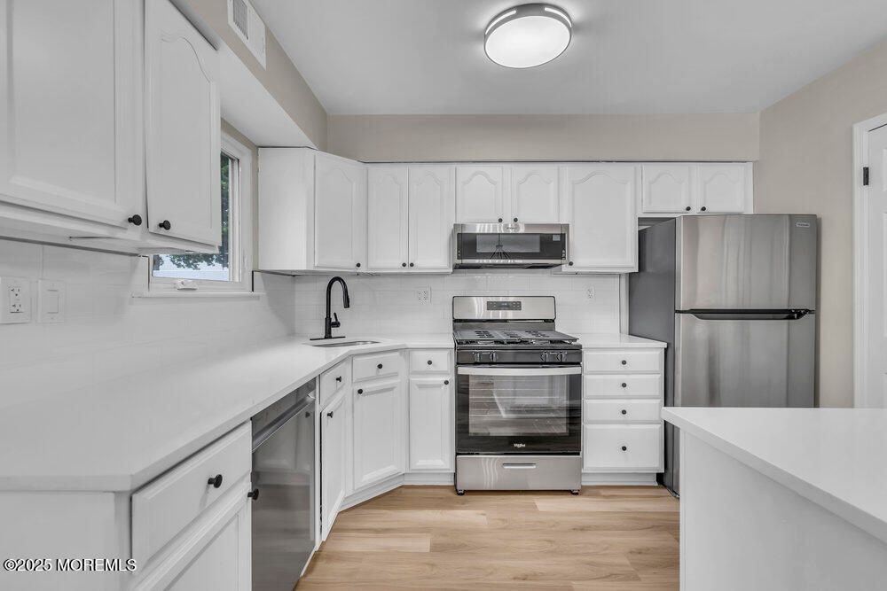 Interior, Kitchen, Stainless Steel Appliances, Wood Texture Flooring