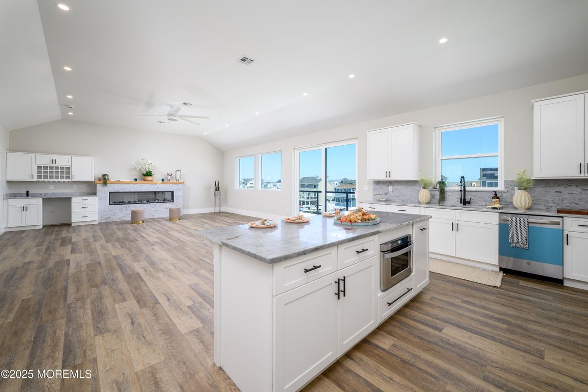 Interior, Kitchen, Recessed Lighting, Wood Texture Flooring