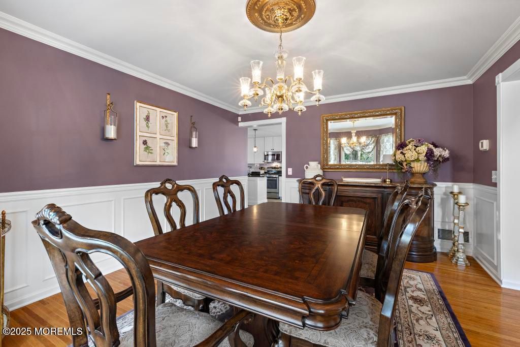 Chandelier, Dining room, Interior, Wood Texture Flooring