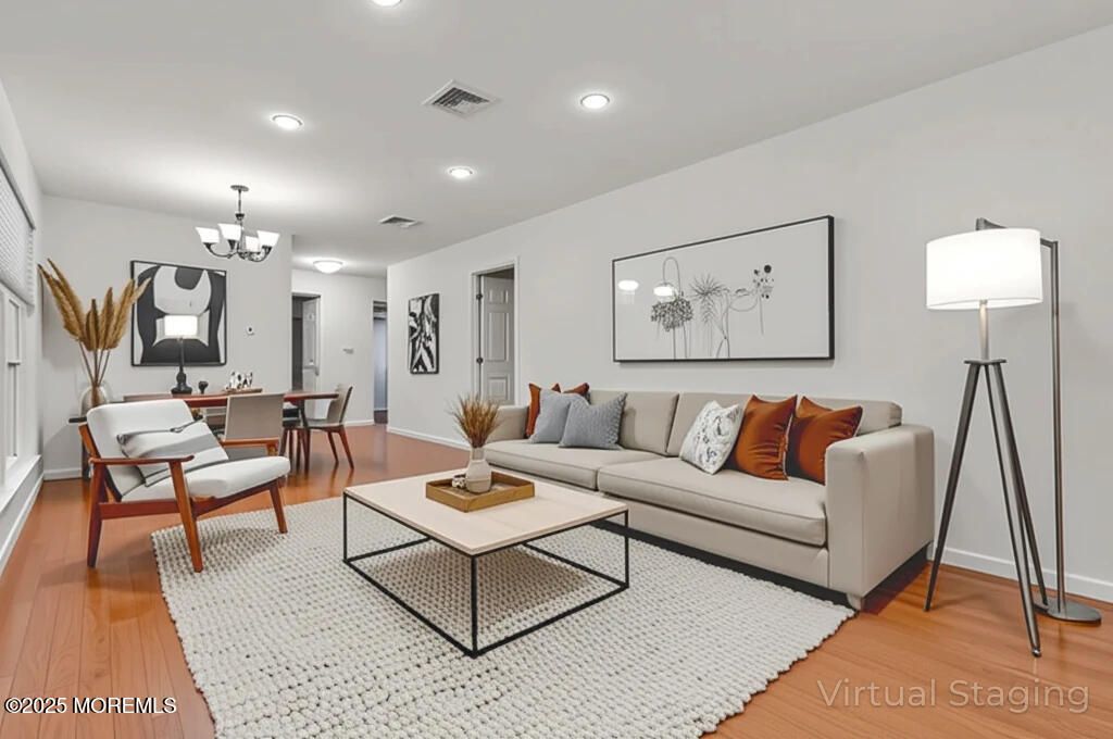 Chandelier, Dining room, Interior, Living room, Recessed Lighting, Wood Texture Flooring