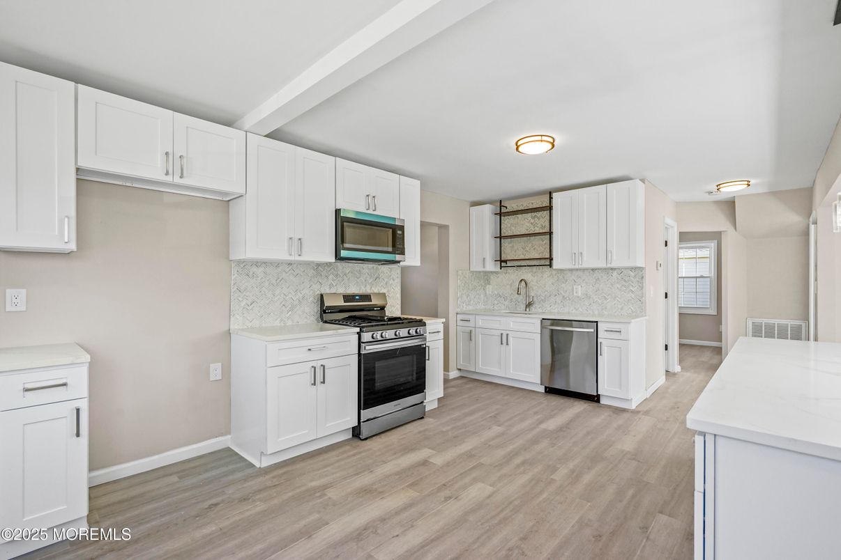 Interior, Kitchen, Stainless Steel Appliances, Wood Texture Flooring
