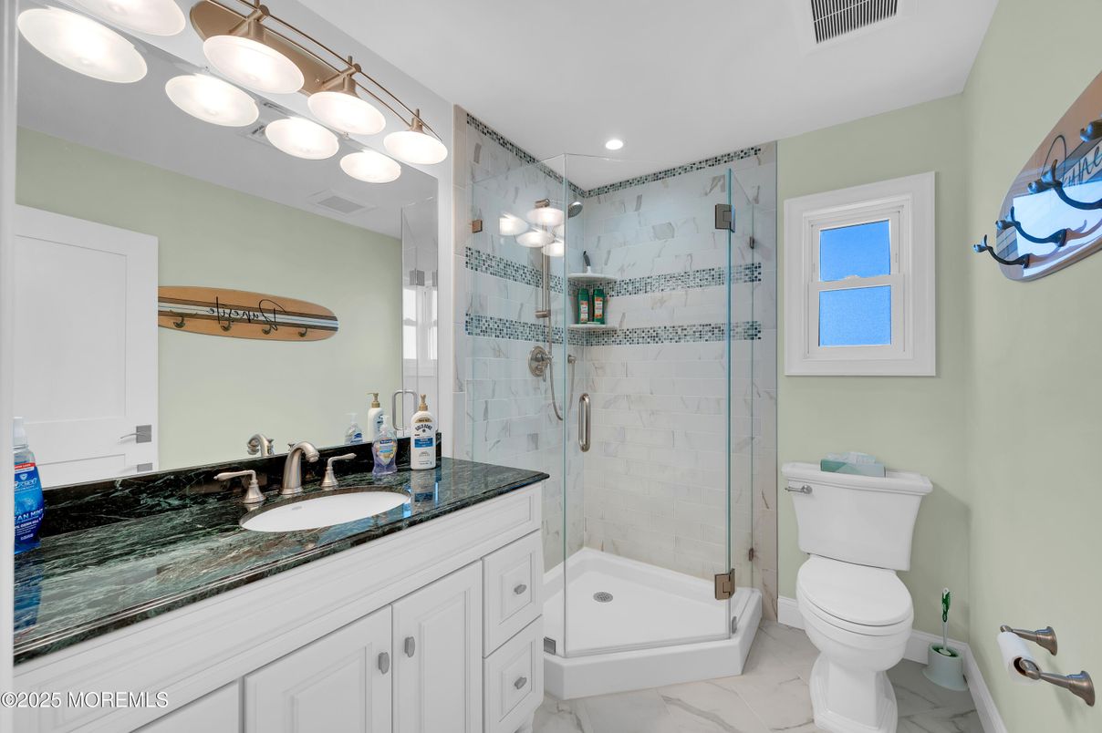Bathroom, Glass Shower, Interior, Marble, Recessed Lighting