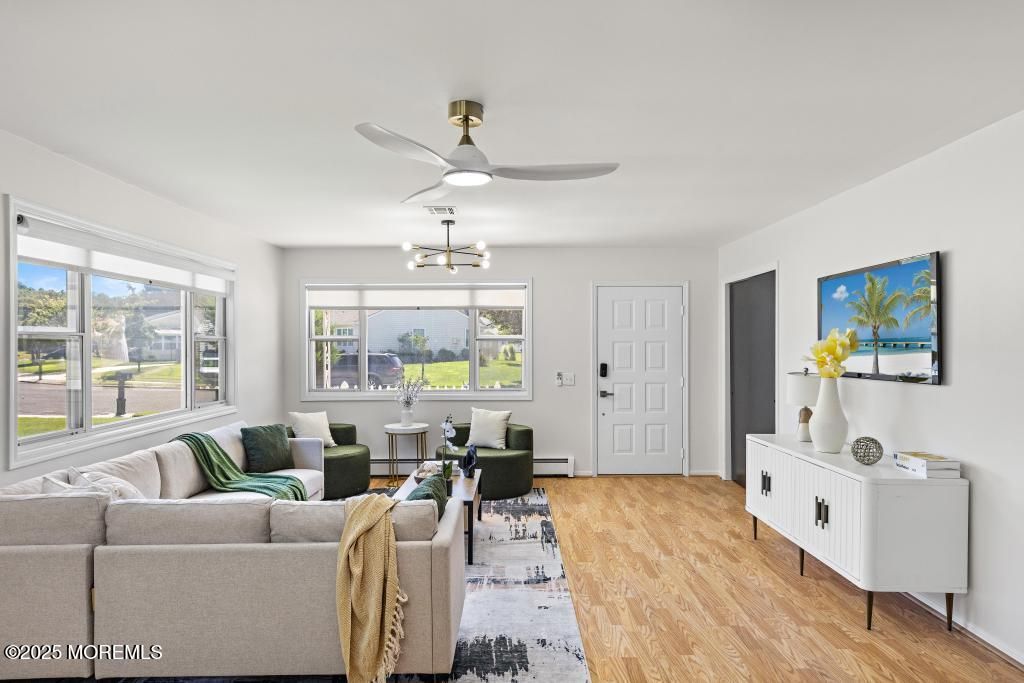 Interior, Living room, Pendant Lights, Wood Texture Flooring