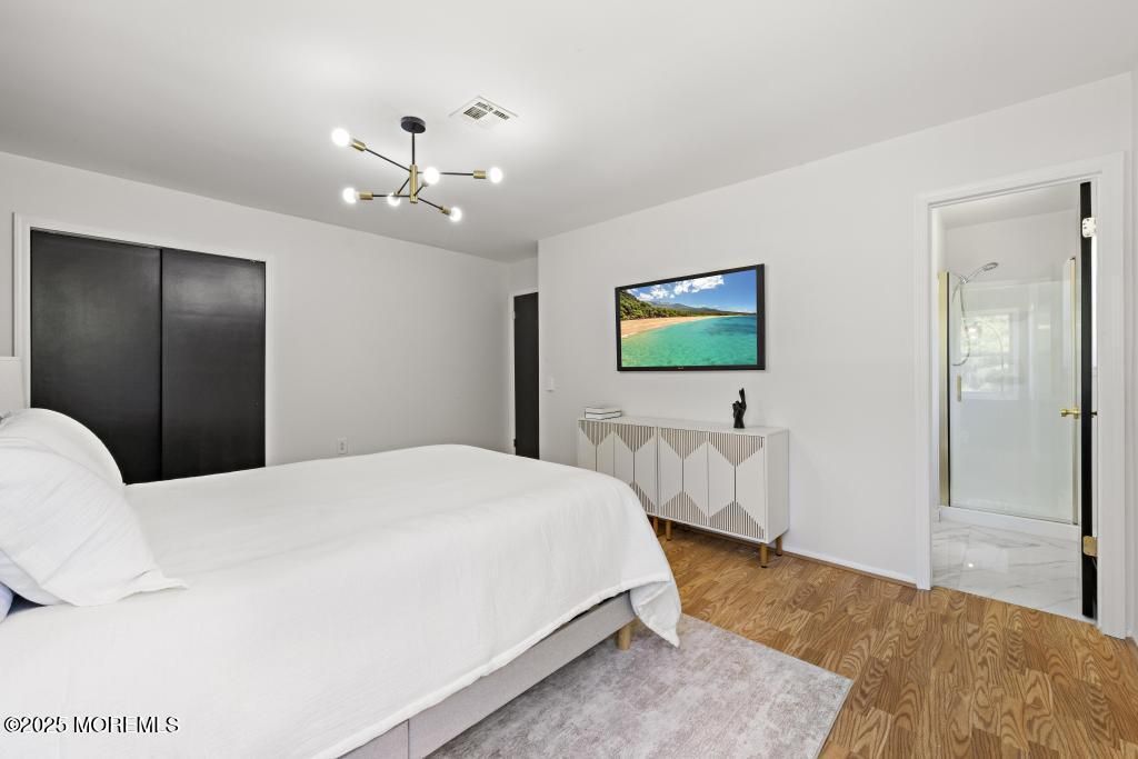 Bedroom, Interior, Marble, Pendant Lights, Wood Texture Flooring