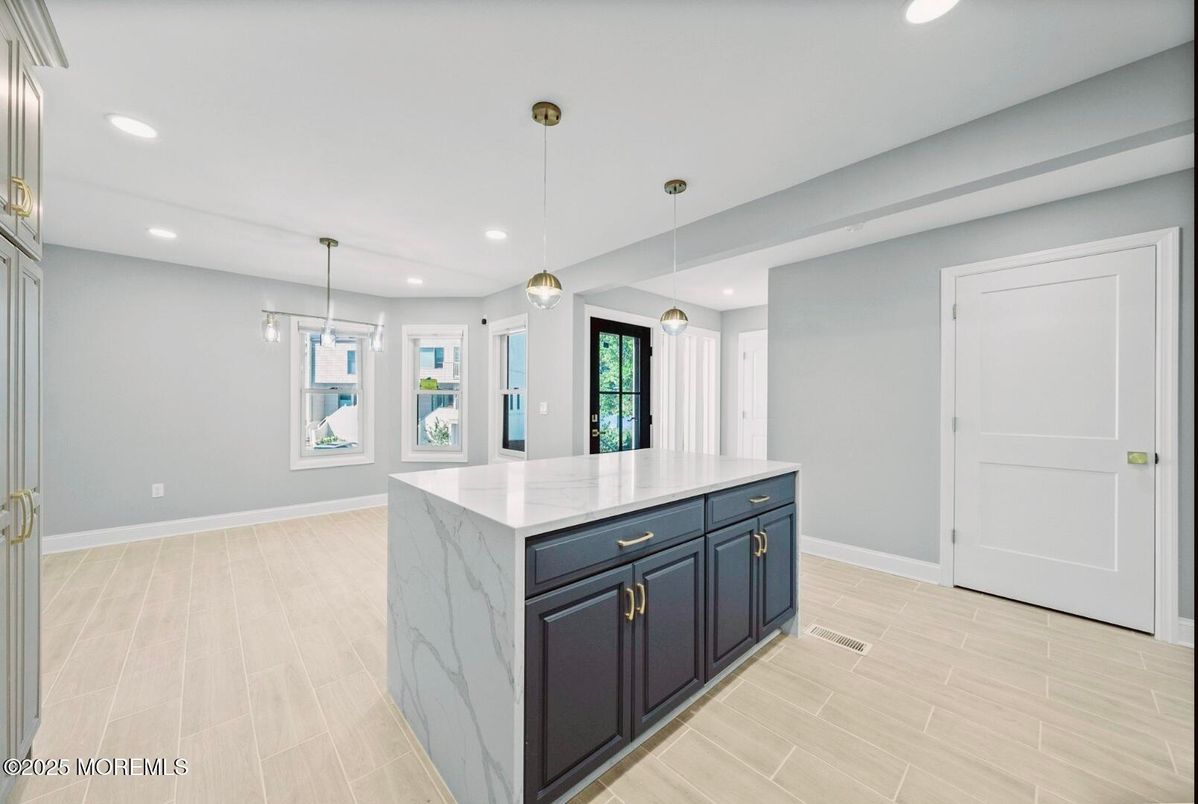 Interior, Kitchen, Pendant Lights, Recessed Lighting, Wood Texture Flooring