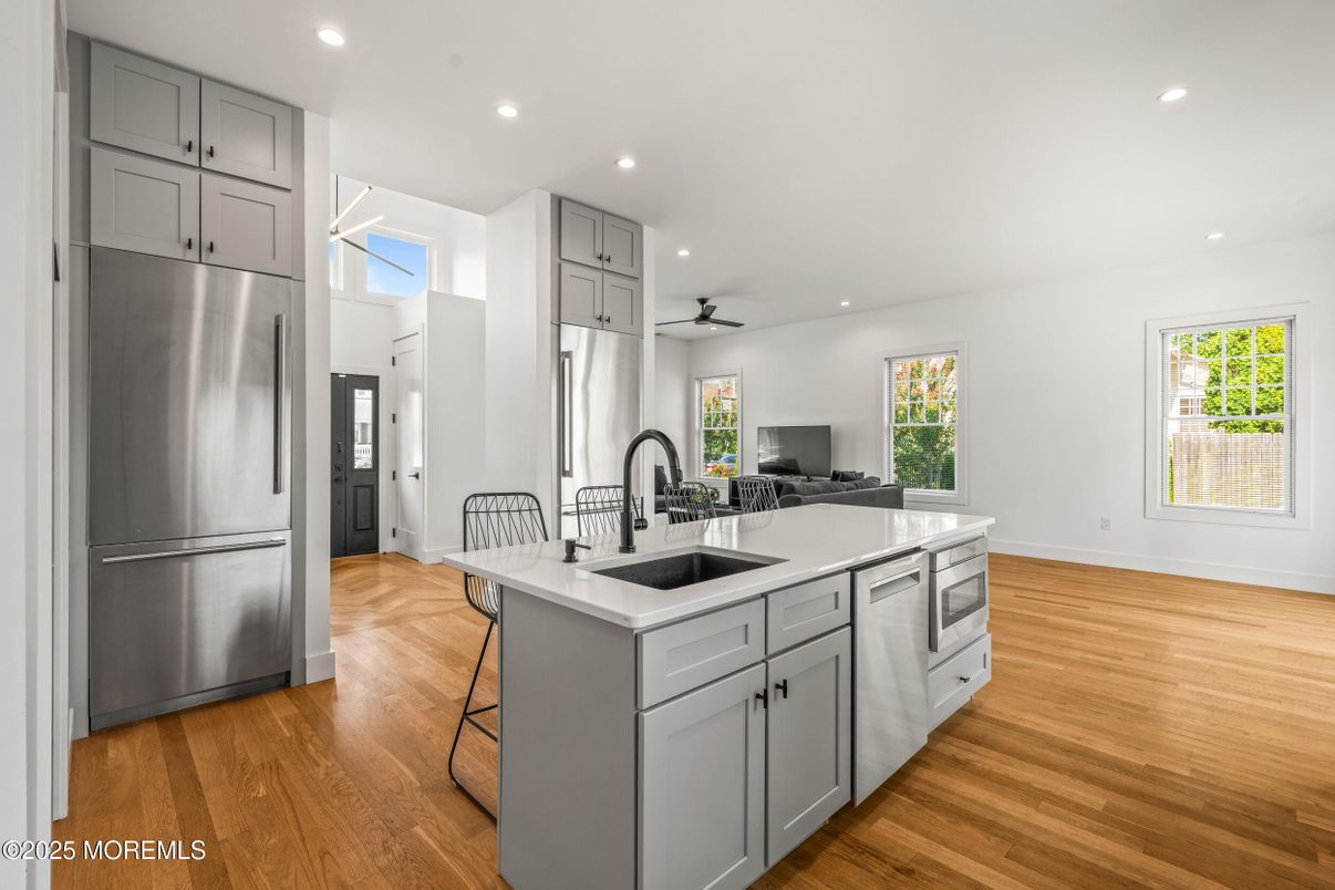 Interior, Kitchen, Recessed Lighting, Wood Texture Flooring