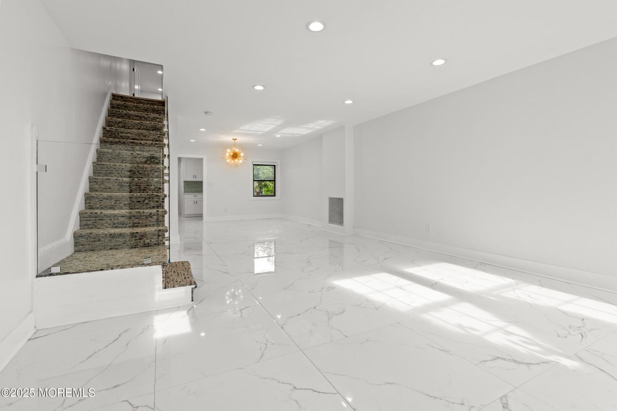 Chandelier, Empty room, Interior, Marble, Recessed Lighting