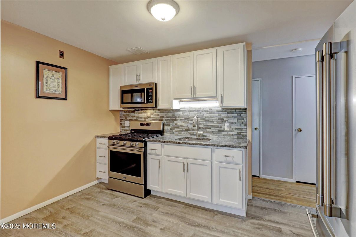 Interior, Kitchen, Stainless Steel Appliances, Wood Texture Flooring