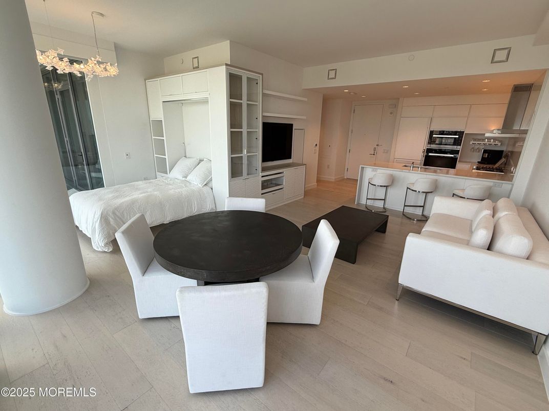 Interior, Kitchen, Living room, Recessed Lighting, Stainless Steel Appliances, Wood Texture Flooring