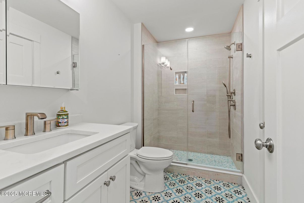 Bathroom, Glass Shower, Interior, Recessed Lighting