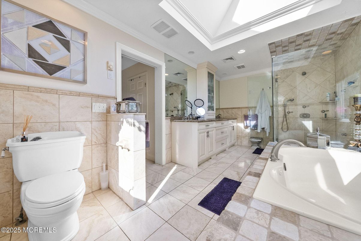 Bathroom, Dual Sink Vanities, Glass Shower, Interior, Recessed Lighting