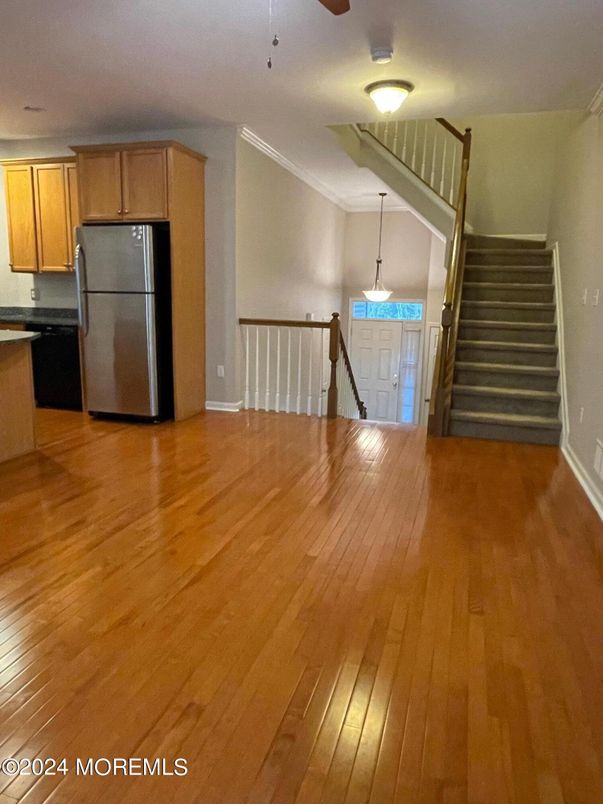 Interior, Kitchen, Pendant Lights, Wood Texture Flooring