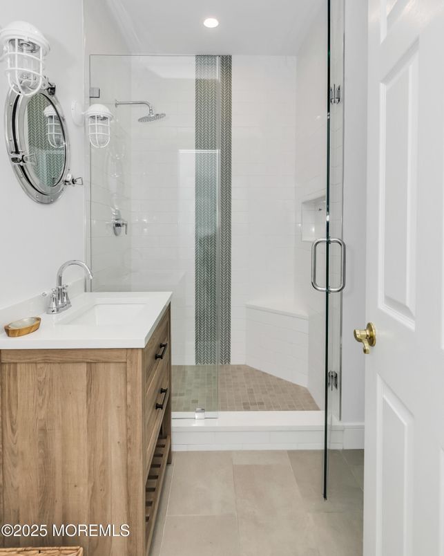 Bathroom, Glass Shower, Interior, Recessed Lighting