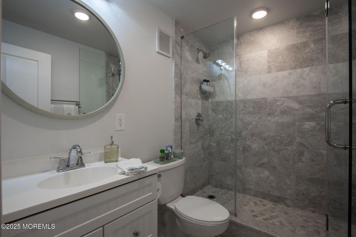 Bathroom, Glass Shower, Interior, Recessed Lighting