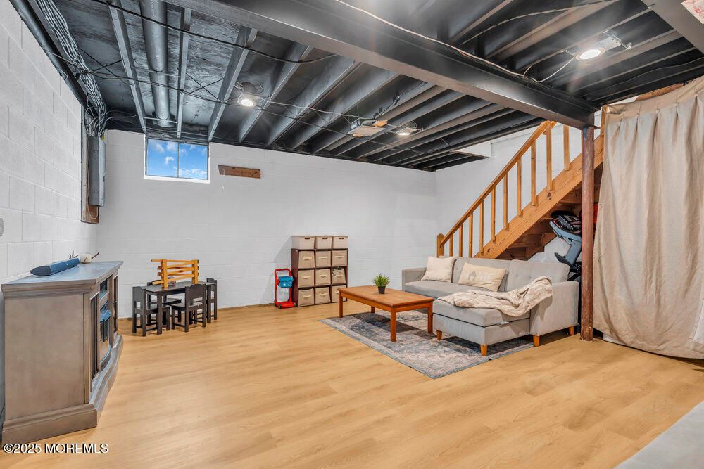 Dining room, Interior, Living room, Recessed Lighting, Wood Texture Flooring
