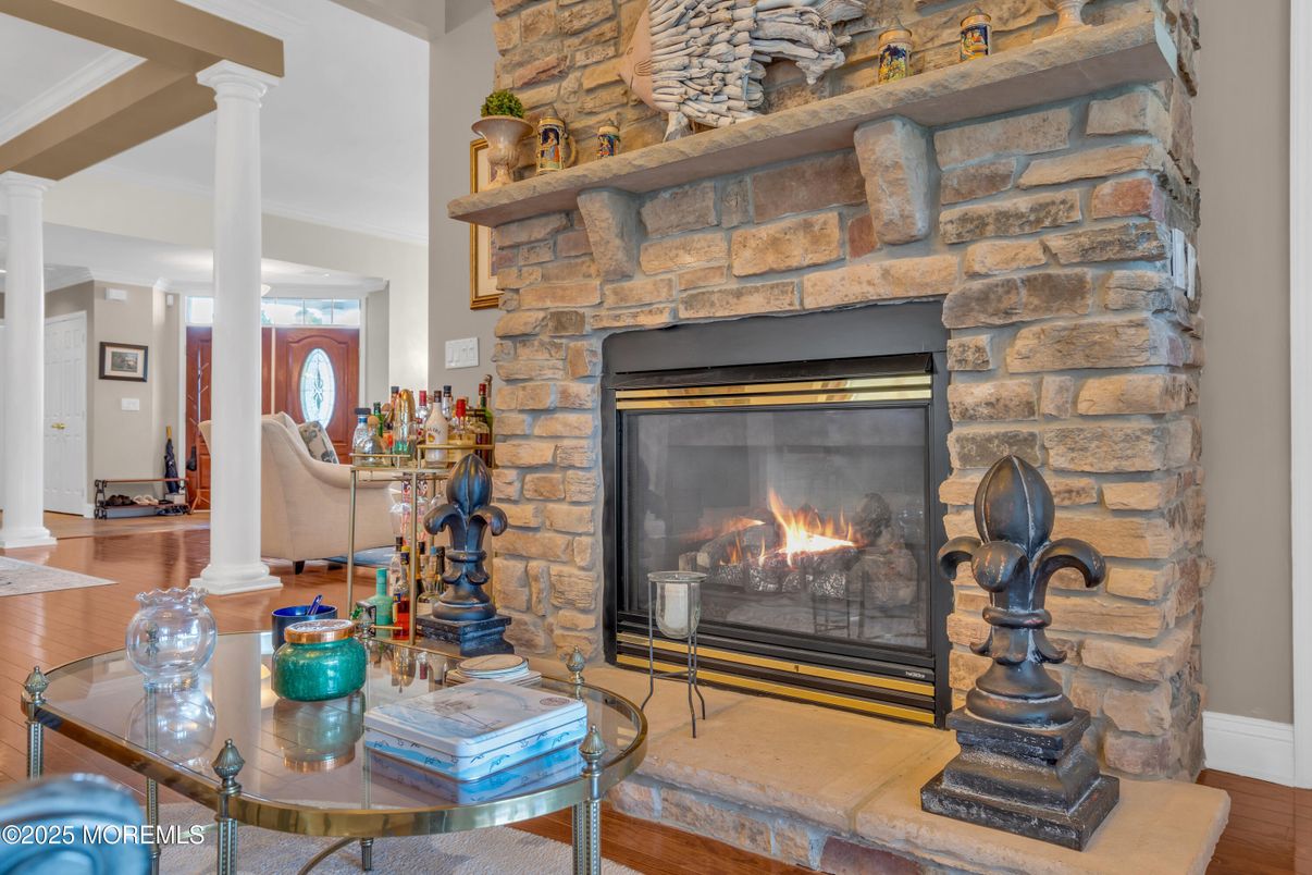Fireplace, Interior, Stone Walls, Wood Texture Flooring