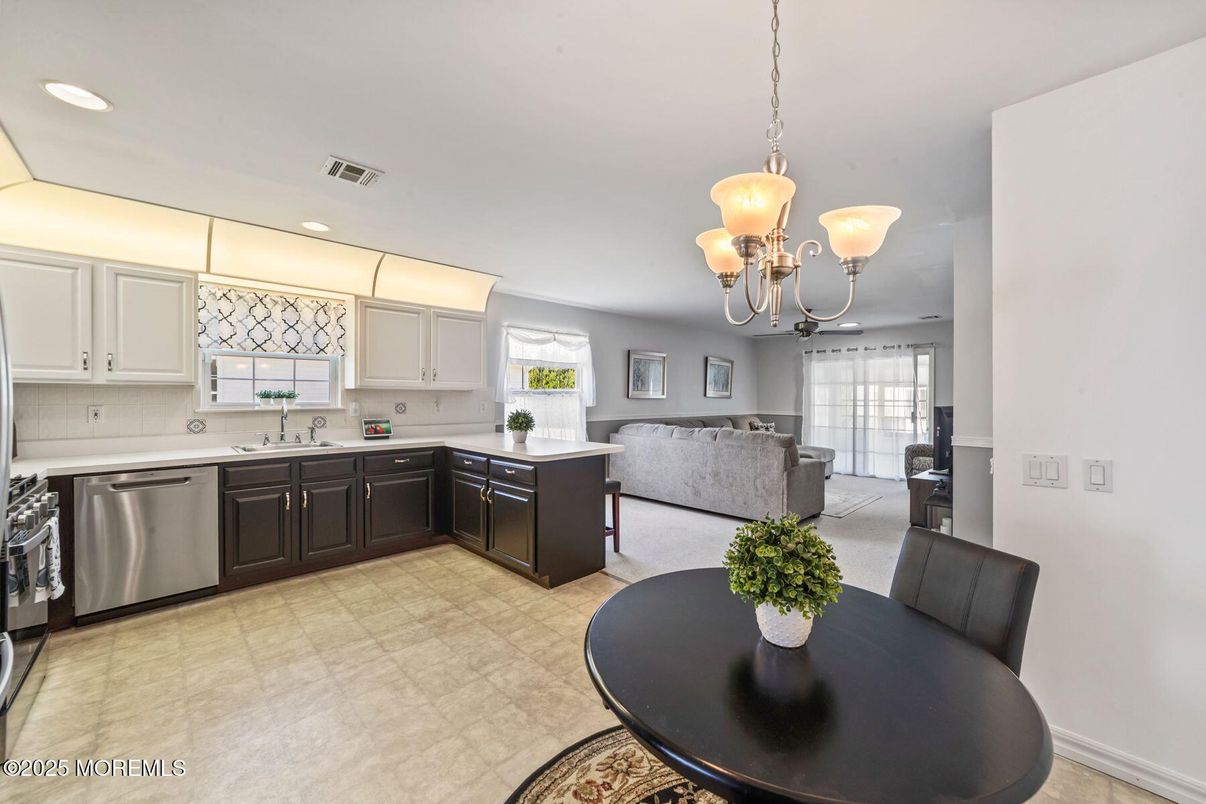 Dining room, Interior, Kitchen, Living room, Pendant Lights, Recessed Lighting