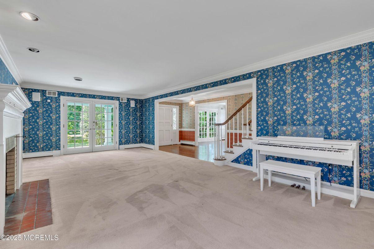 Empty room, Fireplace, Interior, Piano, Recessed Lighting