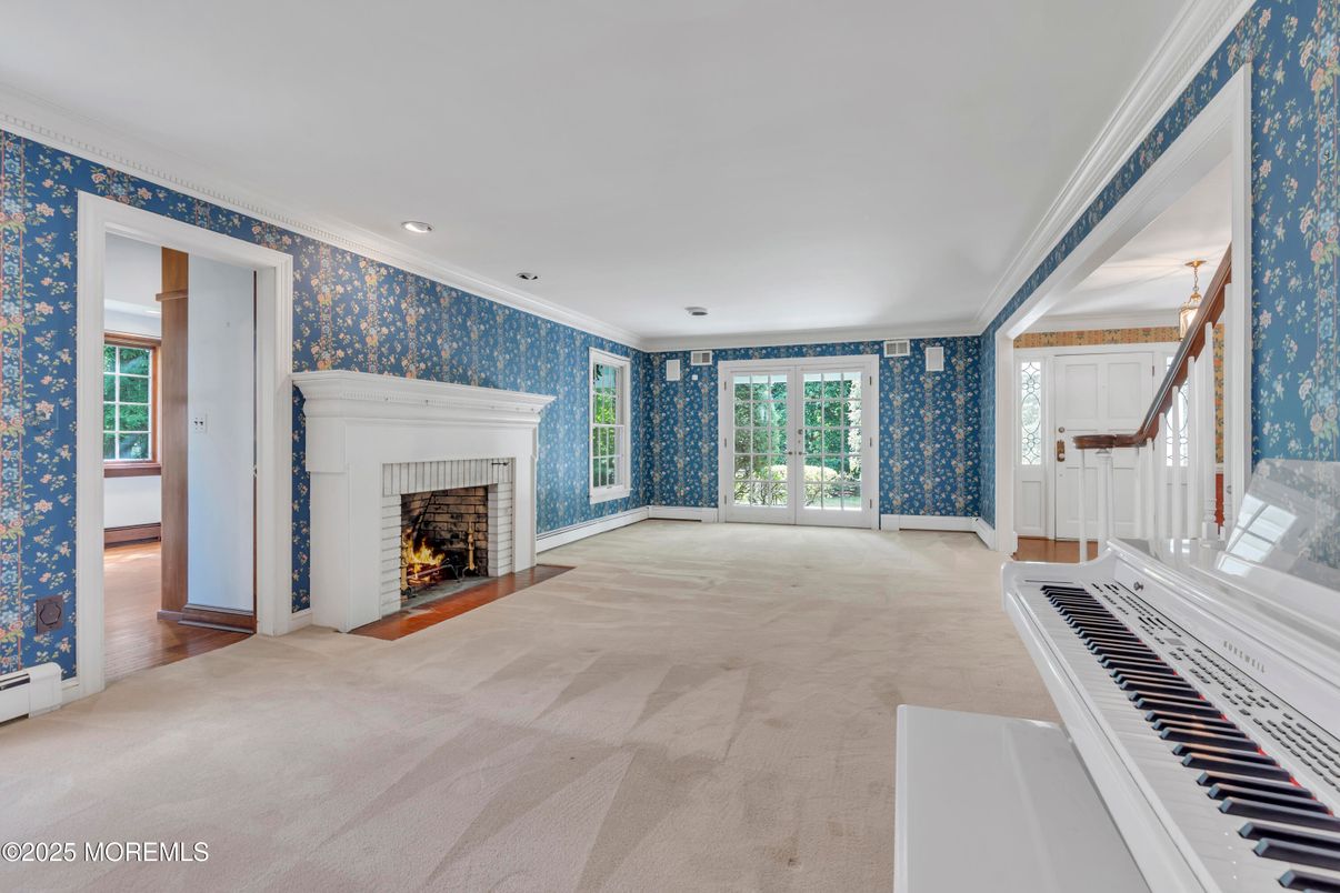 Empty room, Fireplace, Interior, Piano, Recessed Lighting