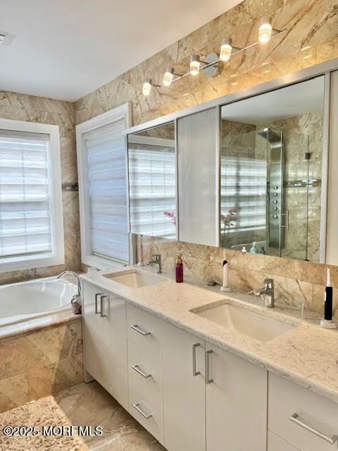 Bathroom, Dual Sink Vanities, Glass Shower, Interior