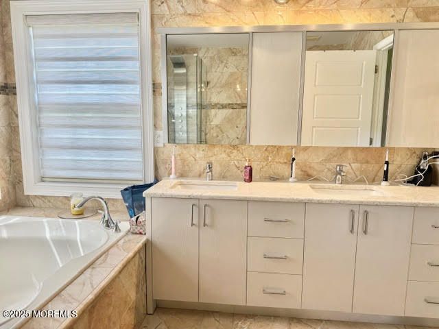 Bathroom, Dual Sink Vanities, Interior, Marble Walls